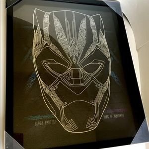 Marvel Black Panther Glass Shadowbox Blueprint Picture Wall Art